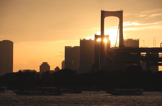 夕焼のレインボーブリッジ